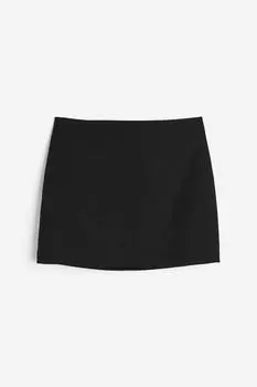 Мини-юбка из смесового льна H&M, черный