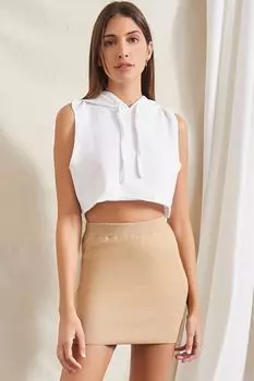 Мини-юбка из свитера и трикотажа Forever 21, капучино