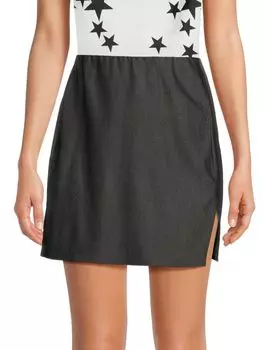 Мини-юбка из тенселя с боковым разрезом Renee C., черный