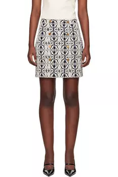 Мини-юбка из ткани Riber белого и темно-синего цвета Max Mara