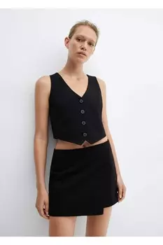 Мини-юбка из тканого переплетения Mango, черный