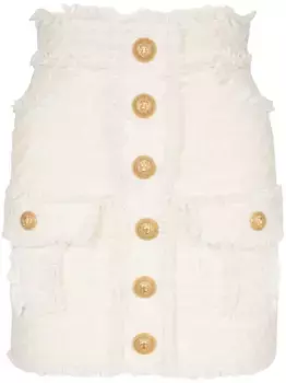 Мини-юбка из твида BALMAIN, нейтральный