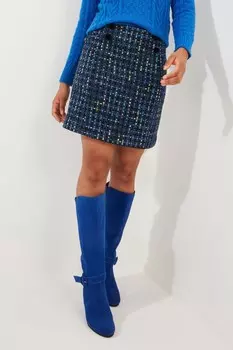 Мини юбка из твида с неоновыми деталями и текстурой Joe Browns, синий