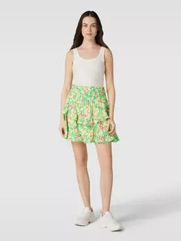 Мини-юбка из вискозы с цветочным узором по всей поверхности, модель «URIA» YAS, зеленый