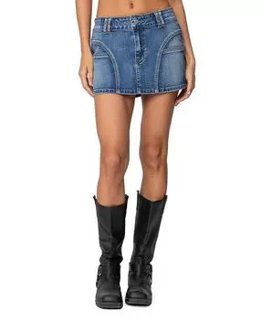 Мини-юбка из выбеленного денима Jive Edikted, синий