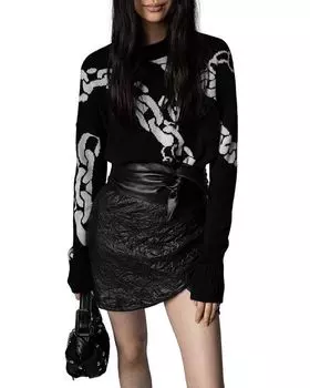 Мини-юбка Julipe из мятой кожи асимметричного кроя Zadig & Voltaire, цвет Black