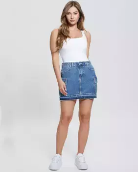 Мини-юбка-карго из денима Guess, тёмно-синий