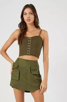 Мини-юбка карго с дельфиновым краем Forever 21, кипарис