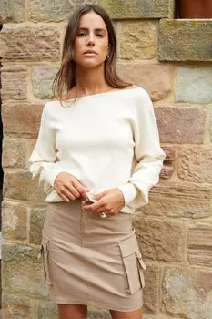 Мини юбка карго Threadbare, коричневый