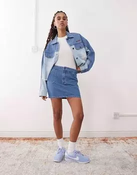 Мини-юбка Kickers с низкой посадкой, средне-синего цвета