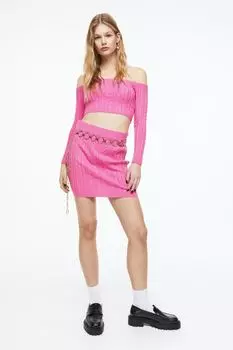 Мини-юбка косички H&M, розовый