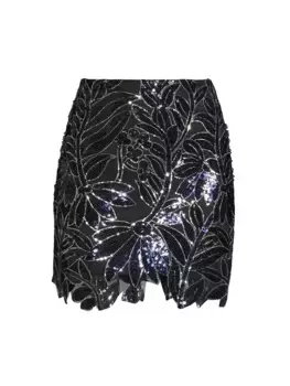 Мини-юбка Kristina с цветочным принтом и пайетками Milly, цвет navy silver