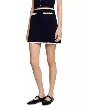 Мини-юбка крючком Sandro, черный