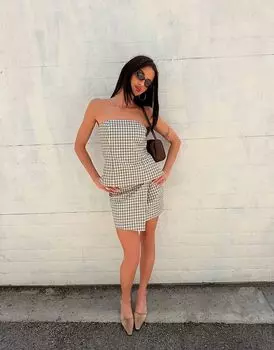 Мини-юбка Labelrail x Barbara Ines с принтом в клетку, облегающая, коричневого цвета