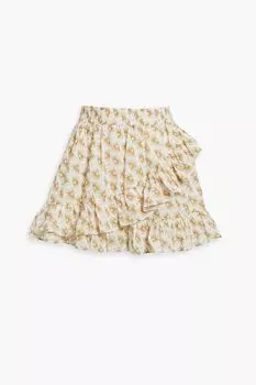 Мини-юбка Lidia из хлопкового газа с оборками EBERJEY, белый