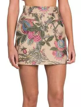 Мини-юбка loto из смесового шелка Etro Beige