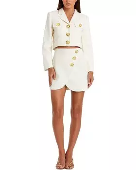 Мини-юбка Mac Duggal Tweed Wrap, кремовый