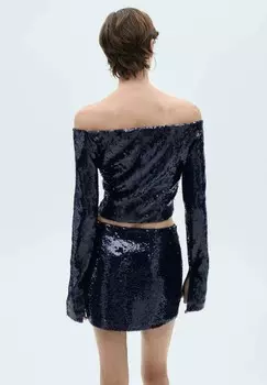 Мини-юбка Mango, темно-синий