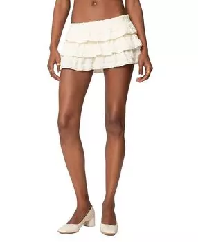 Мини-юбка Margaux с фактурной оборкой Edikted, слоновая кость/кремовый