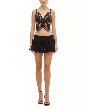 Мини-юбка "Merian" с вязаным пузырчатым подолом PatBO, черный