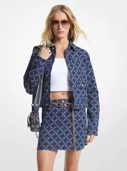 Мини-юбка Michael Michael Kors Empire Logo Denim Belted, синий