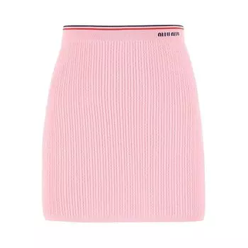 Мини-юбка Miu Miu из вискозы с логотипом, цвет Розовый