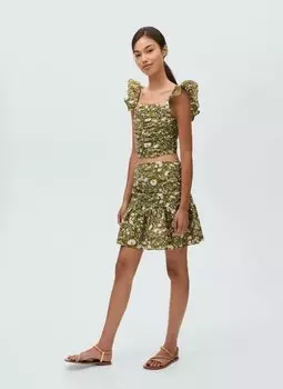 Мини-юбка MOJAVEF Mango Kids, оливковый