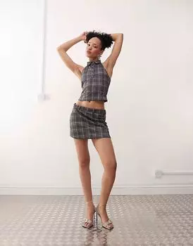Мини-юбка Motel nasia check coord серого цвета