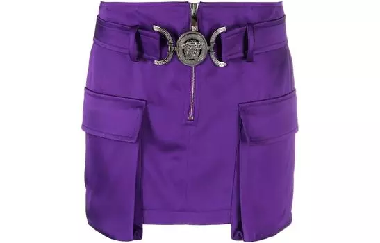 Мини-юбка на молнии с принтом «Медуза» VERSACE, фиолетовый