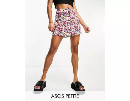 Мини-юбка на пуговицах с цветочным принтом ASOS DESIGN Petite ASOS Petite