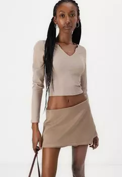 Мини-юбка ONLINA SUEDE SKORT ONLY, коричневый