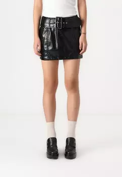 Мини-юбка ONLLIONA CROCO BELT SKIRT ONLY, черный