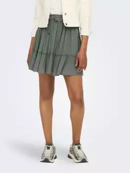 Мини-юбка ONLY "ONLIBIZA LIFE SHORT SKIRT WVN NOOS", с воланом, зеленый