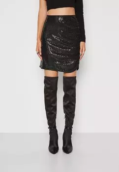 Мини-юбка ONLY ONLLEONORA VILMA RUSHING SHINE SKIRT, черный