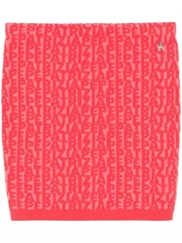 Мини-юбка Patrizia Pepe с флокированным логотипом, розовый