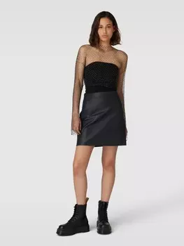 Мини-юбка под кожу, модель NODA Pieces, черный