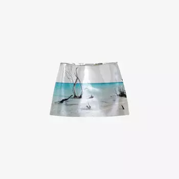 Мини-юбка Prada из блестящей кожи с принтом, мультиколор