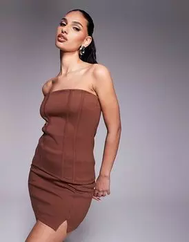 Мини-юбка премиум-класса понте шоколадного цвета от ASOS DESIGN