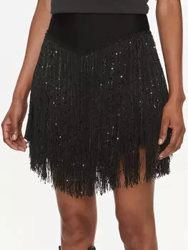 Мини-юбка приталенного кроя Rotate, черный