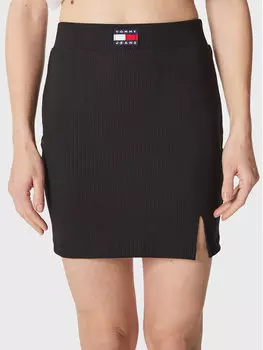 Мини-юбка приталенного кроя Tommy Jeans, черный