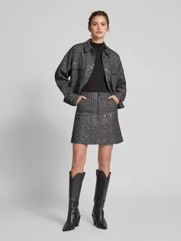 Мини-юбка прямого кроя с отделкой пайетками, модель «ROBERTA» Pieces, антрацит