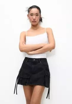 Мини-юбка PULL&BEAR, черный