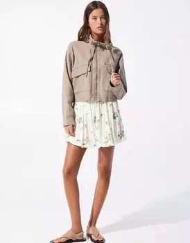 Мини-юбка Pull&Bear с цветочным принтом и сеткой мятного цвета