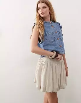 Мини-юбка Reclaimed Vintage с заниженной талией из ткани с эффектом льна