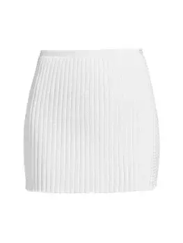 Мини-юбка рельефной вязки с кристаллами Alexander Wang, белый