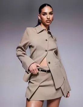 Мини-юбка River Island с поясом бежевого цвета