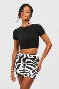 Мини-юбка с абстрактным принтом Boohoo, черный