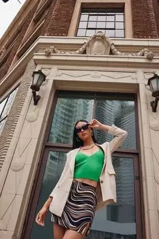 Мини-юбка с абстрактным принтом Forever 21, коричневый