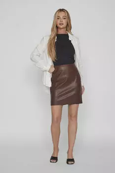 Мини-юбка с эффектом кожи Vila, красный