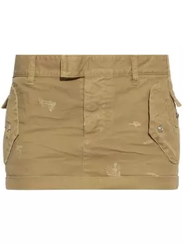 Мини-юбка с эффектом потертости DSQUARED2, нейтральный цвет